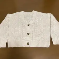 GU 150 ホワイトケーブルニットカーディガン 女の子　春服