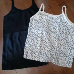 キャミソール2枚セット 黒・花柄