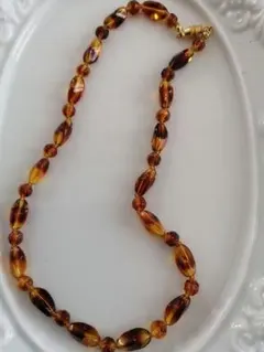 ブラウン系　ガラスビーズネックレス　約40cm