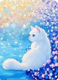붙이기만 하면 됩니다 ♥ 간편한 핸드메이드 다이아몬드 아트 키트, 크래프트 캣, 고양이, 흰 고양이