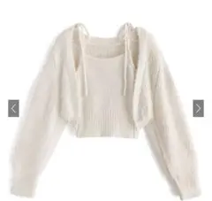 grl ボレロXリボンキャミソールフェザーニットアンサンブル[mb1522]