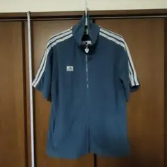 90s アディダス デサント製 パイル地 トラックジャケット 半袖 M-L