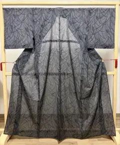 G 美品 作家物 露草に鈴虫 銀糸 刺繍 白黒 正絹 薄物 夏用 絽 紗 訪問着 G 美品 作家物 露草に鈴虫 銀糸 刺繍 白黒 正絹 薄物 夏用 絽 紗 訪問