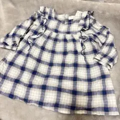 ZARA ザラ　マドラスチェック柄フリル付き長袖シャツ　98cm