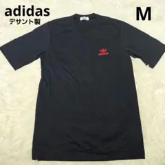 adidas アディダス　半袖Tシャツ デサント製 トレフォイル　ロゴ刺繍　M
