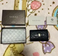 セット 正規品 GUCCI グッチ キーリング キーケース レザー 黒 ブラック