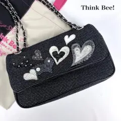 ✨極美品✨ハートビジューモチーフ　チェーンショルダーバッグ　フラップ　ブラックのサムネイル
