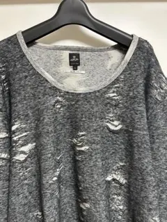 ダメージ加工 グレー 長袖カットソー LL 美品　メンズ
