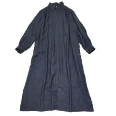 【ユニクロ】 シャツワンピース 長袖　グレー　ロングワンピース