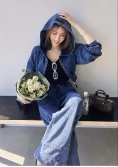 美香さん着用ESSENTIAL インディゴクロップド　セットアップ