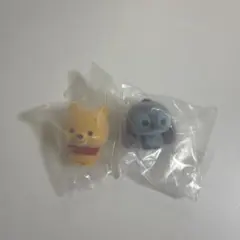 ディズニー ふわふわフロッキードール プーさん スティッチ ガチャガチャ