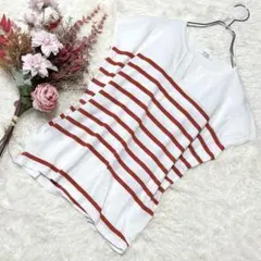 a.v.v ボーダー柄 カットソー フレンチスリーブ 【S】 大人カジュアル 白