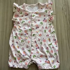 肩フリル　はらぺこあおむしロンパース 80