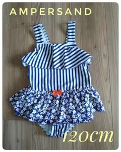★値下げ・美品・アンパサンド★水着　ワンピース　花柄　　ネイビー　120cm