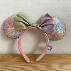 ディズニーリゾート　40周年　ミニー　カチューシャ　ピンクゴールド　スパンコール