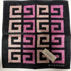 新品　未使用　GIVENCHY タオルハンカチ　シルクパイル　4G柄　ロゴ刺繍