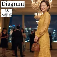 ◎春を彩る◎Diagram 総レース★ボウタイ ロングワンピース★38 M相当★