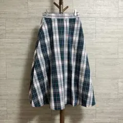 ViS チェック柄フレアスカート Mサイズ ウエストゴム 裏地付き