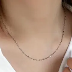 SALE ネックレス　ペタルチェーン　キラキラ　サージカル　シルバー