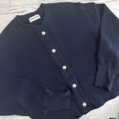 FREDY REPIT ビッグパールボタン ワッフルカーディガン ネイビー 38
