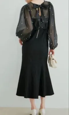 vis パーティドレス パールカーディガン付き 2way