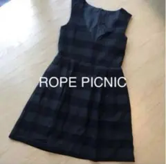 ROPE PICNIC ブラック ノースリーブ ミニワンピース