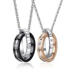 ネックレス　ペンダント　カップル　2点セット　ダブルリング　ペア　お揃い