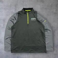 k*u様 NIKE ハーフジップスウェット 企業ロゴ 刺繍 グレー 蛍光ライン