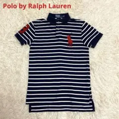ポロラルフローレン Y2K ビッグポニー ネイビー ボーダー ポロシャツ S