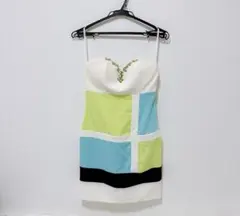 ROBEdeFLEURS ローブドフルール カラーブロック タイト ミニドレス