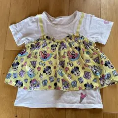 MAMYDOLL ミニーマウス 半袖Tシャツ 重ね着風 イエローのサムネイル