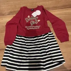 《新品》Dolly Ribbbon ワンピース 130 赤・ストライプ