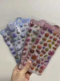 ぷくぷくシール可愛い ぷっくりシール人気シール 空洞シール　4枚セット発送