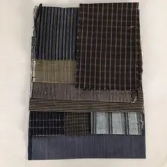 No5801 古布　ハギレセット　9枚入　木綿　絣　格子　縞模様　藍染送料無料