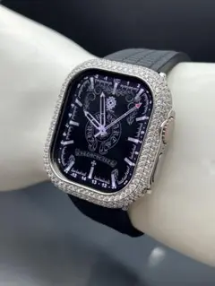 アップルウォッチ　cz-ダイヤモンドケース　ラバーベルトセット