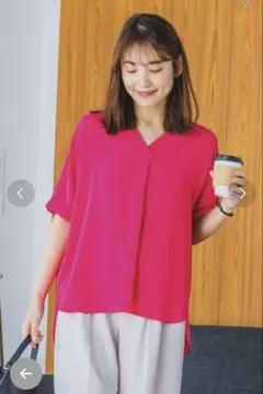USED・イッツデモ　半袖スキッパーブラウス　マゼンタのサムネイル