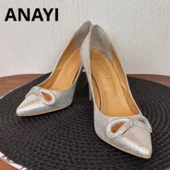 ★ANAYI★23★シルバーパンプス★ヒール8★made in Japan★のサムネイル