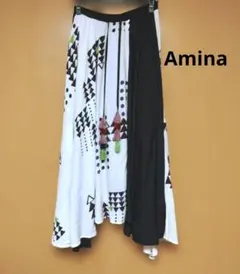 チャイハネAmina　変形ロングスカート　幾何学模様　タッセル　エスニックのサムネイル