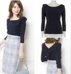 Apuweiser-riche フリル前後2wayニットネイビー　アプワイザー