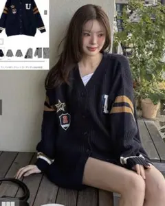 グレイル　ネイビーワッペンカーディガン