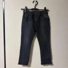 キッズ ブラックデニムパンツ カットオフ