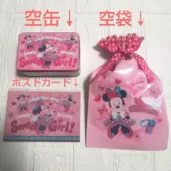 中身なし ミニー パルパルーザ 袋 & リボン チョコ の 缶のみ ポストカード