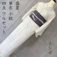 夏着物 絽紗 フルセット 単衣 小紋 白地 モノトーン シンプル O4 