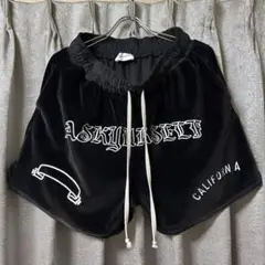 ASKYURSELF ベロア ショートパンツ ブラック