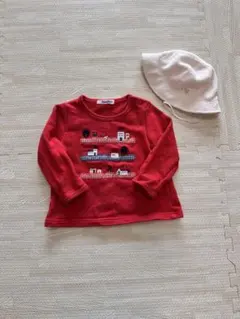 familiar 赤 長袖トレーナー 90 帽子　セット