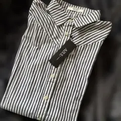 アズールバイマウジー　ネイビーストライプロングシャツ　AZUL