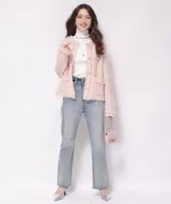 Apuweiser-riche フリンジツイードニットジャケット