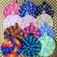 12枚丸 アクリルたわし　②　エコたわし　コースター　アクリルタワシ