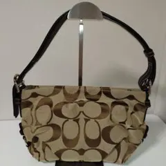 8−188 COACH 15068ベージュとブラウンのショルダーバッグ【美品】
