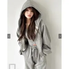 GRL ジップパーカーXキャミXワイドパンツ裏起毛セットアップ[pm229]